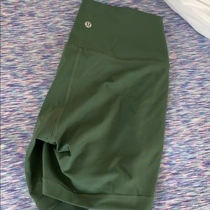 green lululemon biker shorts
